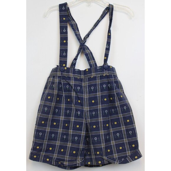 VTG 90s Good Lad Shorts Tennis Plaid Woven sz 4T Suspender Straps Preppy Unisex - Picture 1 of 8